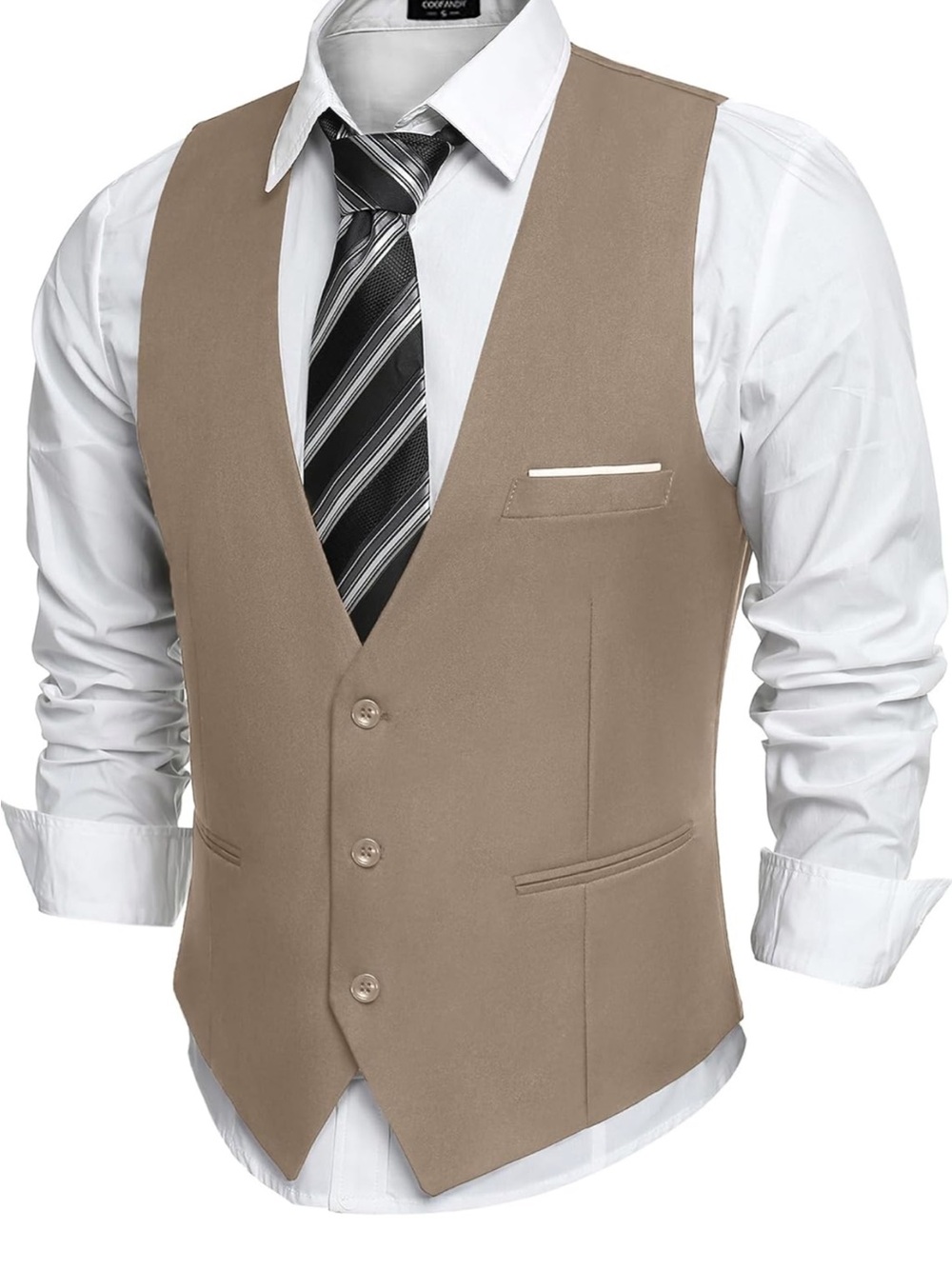 Men's Tailored Tan Vest - Classic Dress Waistcoat